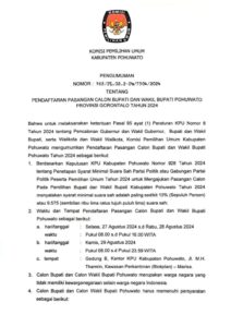 KPU Pohuwato Umumkan Pendaftaran Calon Bupati dan Wakil Bupati Dimulai