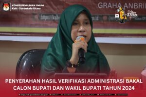 KPU Kabupaten Gorut Serahkan Hasil Penelitian Administrasi Bapaslon Bupati dan Wakil Bupati 2024