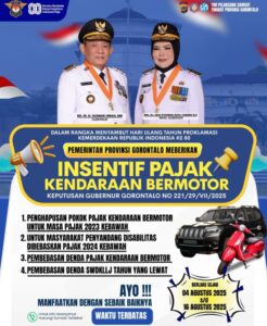 Pemprov Gorontalo Berikan Insentif Pajak Kendaraan Dalam Rangka HUT RI ke-80