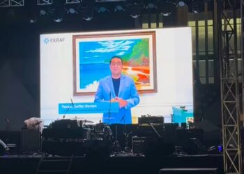 Menteri Ekonomi Kreatif RI,  Teuku Riefky Harsya, saat memberikan sambutan lewat via Daring