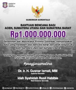 Pemprov Gorontalo Salurkan Rp1 Miliar untuk Korban Banjir di Sumatera