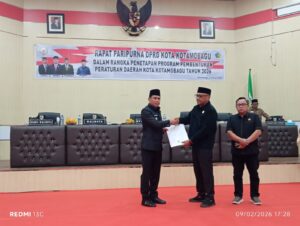 Wali Kota Kotamobagu Hadir Sidang Paripurna Penetapan Propemperda 2026.