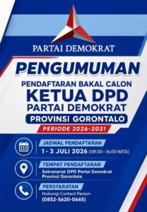 Menjelang Musda, Panitia Resmi Buka Pendaftaran Bakal Calon Ketua DPD Demokrat Gorontalo