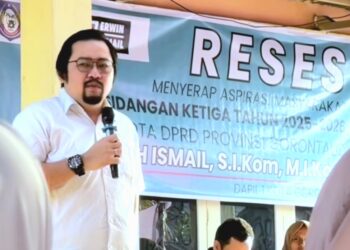 Erwinsyah Ismail, S.I.Kom, M.I.Kom, saat Reses Masa Persidangan Ketiga Tahun 2025-2026 di Dungingi Kota Gorontalo, Selasa (7/7/2026).